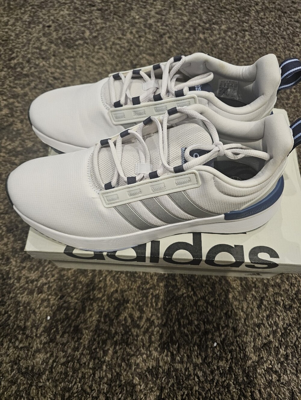 Adidas Adult White and Navy Athletic Sneakers